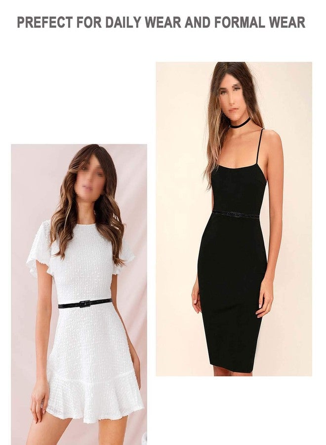 Selighting Women's Solid Color Faux Leather Skinny Belts for Dresses (One Size, Black) - Image 5